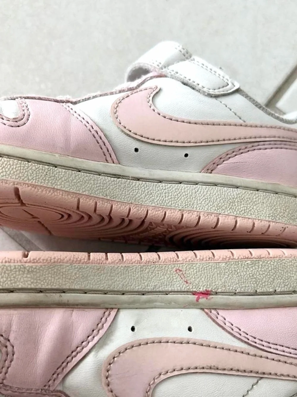 Nike Kids Pink and White Velcro Sneakers